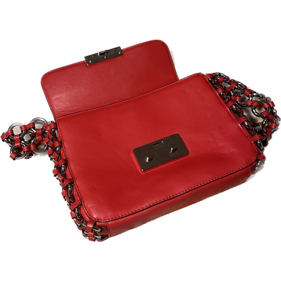 Michael Kors Red Leather Piper Flap Shoulder Bag - Picture 2 of 2